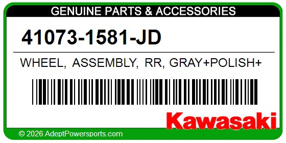 Kawasaki 41073-1581-JD Wheel, Assembly, Rr, Gray+Polish+Clea