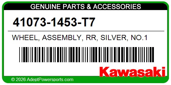Kawasaki 41073-1453-T7 Wheel, Assembly, Rr, Silver, No.1