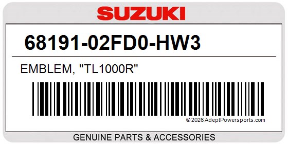 Suzuki 68191-02FD0-HW3 Emblem, "Tl1000r"