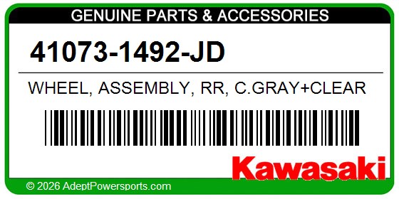 Kawasaki 41073-1492-JD Wheel, Assembly, Rr, C.Gray+Clear