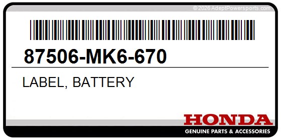 Honda 87506-MK6-670 Label, Battery
