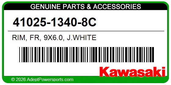Kawasaki 41025-1340-8C Rim, Fr, 9X6.0, J.White