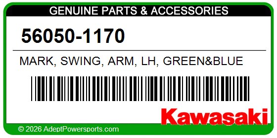Kawasaki 56050-1170 Mark, Swing, Arm, Lh, Green&Blue