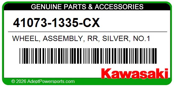 Kawasaki 41073-1335-CX Wheel, Assembly, Rr, Silver, No.1
