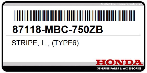 Honda 87118-MBC-750ZB Stripe, L., (Type6)