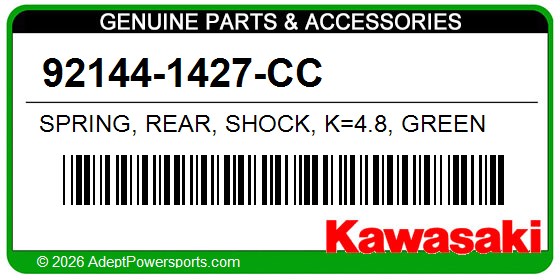 Kawasaki 92144-1427-CC Spring, Rear, Shock, K=4.8, Green