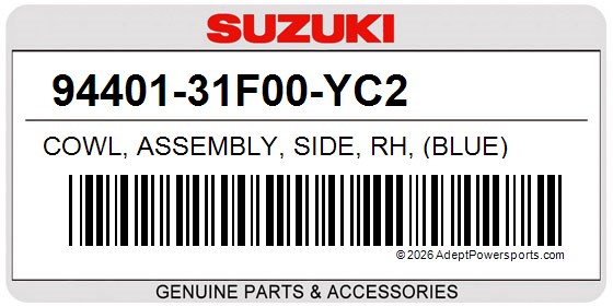 Suzuki 94401-31F00-YC2 Cowl, Assembly, Side, Rh, (Blue)