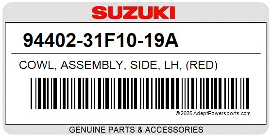 Suzuki 94402-31F10-19A Cowl, Assembly, Side, Lh, (Red)