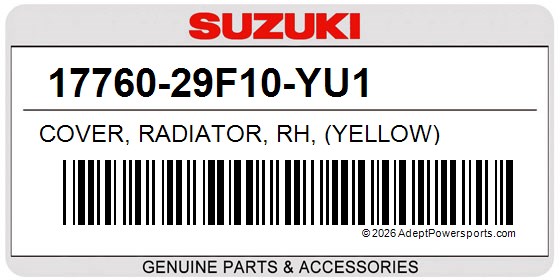 Suzuki 17760-29F10-YU1 Cover, Radiator, Rh, (Yellow)