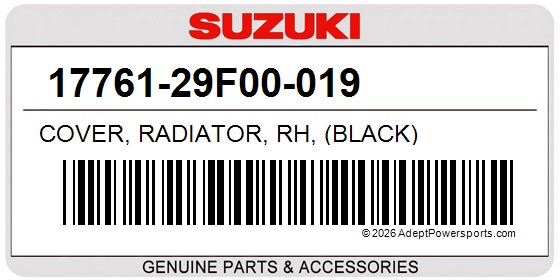 Suzuki 17761-29F00-019 Cover, Radiator, Rh, (Black)