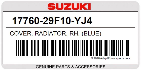 Suzuki 17760-29F10-YJ4 Cover, Radiator, Rh, (Blue)