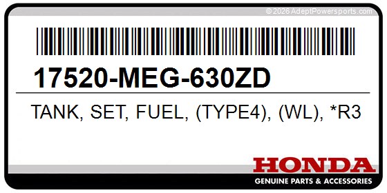 Honda 17520-MEG-630ZD Tank, Set, Fuel, (Type4), (Wl), *R300b*, (Candy, Rubidium, Red)
