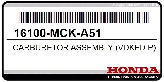 Honda 16100-MCK-A51 Carburetor Assembly (Vdked P)