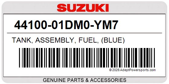Suzuki 44100-01DM0-YM7 Tank, Assembly, Fuel, (Blue)