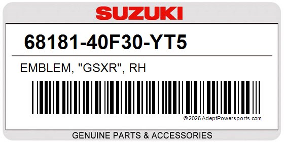 Suzuki 68181-40F30-YT5 Emblem, "Gsxr", Rh