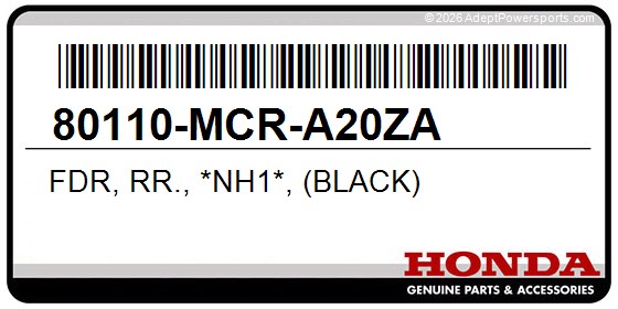 Honda 80110-MCR-A20ZA Fdr, Rr., *Nh1*, (Black)
