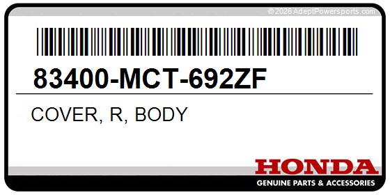 Honda 83400-MCT-692ZF Cover, R, Body