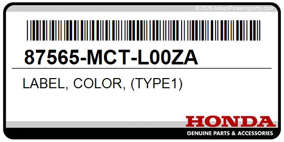 Honda 87565-MCT-L00ZA Label, Color, (Type1)