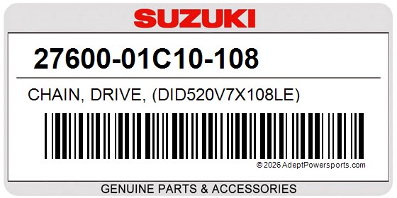 Suzuki 27600-01C10-108 Chain, Drive, (Did520v7x108le)