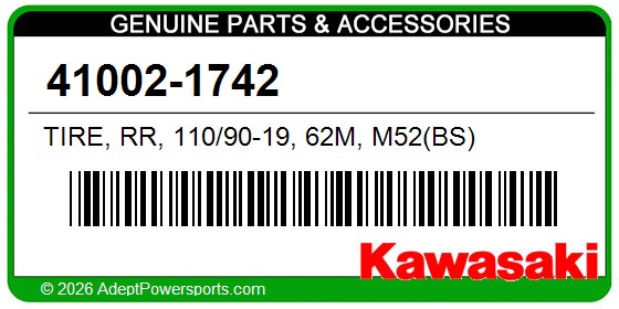 Kawasaki 41002-1742 Tire, Rr, 110/90-19, 62M, M52(Bs)