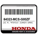 Honda 64323-MCS-G00ZF Lid, R., *R151cu*, (Candy, Graceful, Red-U)