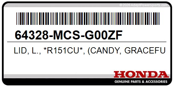 Honda 64328-MCS-G00ZF Lid, L., *R151cu*, (Candy, Graceful, Red-U)