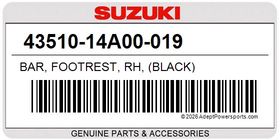 Suzuki 43510-14A00-019 Bar, Footrest, Rh, (Black)