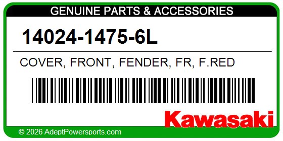 Kawasaki 14024-1475-6L Cover, Front, Fender, Fr, F.Red