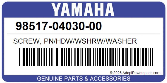 Yamaha 98517-04030-00 Screw, Pn/Hdw/Wshrw/Washer