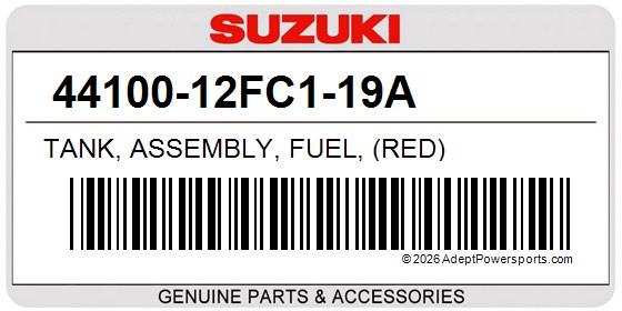 Suzuki 44100-12FC1-19A Tank, Assembly, Fuel, (Red)