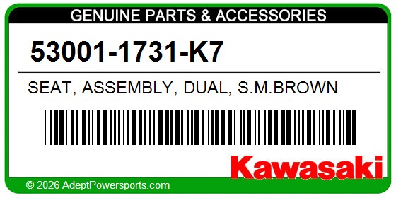Kawasaki 53001-1731-K7 Seat, Assembly, Dual, S.M.Brown