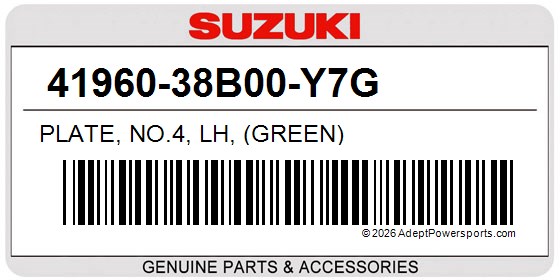 Suzuki 41960-38B00-Y7G Plate, No.4, Lh, (Green)