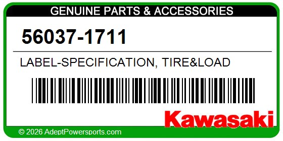 Kawasaki 56037-1711 Label-Specification, Tire&Load