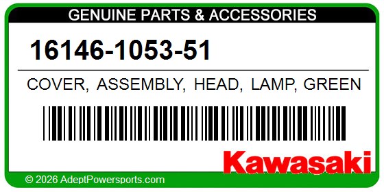 Kawasaki 16146-1053-51 Cover, Assembly, Head, Lamp, Green, 15