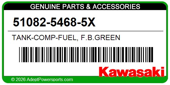Kawasaki 51082-5468-5X Tank-Comp-Fuel, F.B.Green