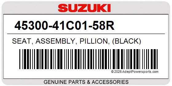 Suzuki 45300-41C01-58R Seat, Assembly, Pillion, (Black)