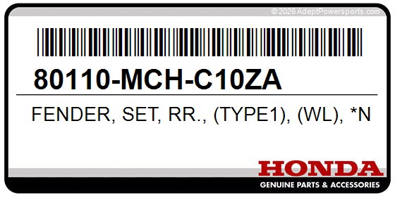 Honda 80110-MCH-C10ZA Fender, Set, Rr., (Type1), (Wl), *Nh1*, (Black)