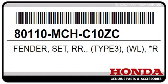 Honda 80110-MCH-C10ZC Fender, Set, Rr., (Type3), (Wl), *R274*, (Durango, Red, Metallic)