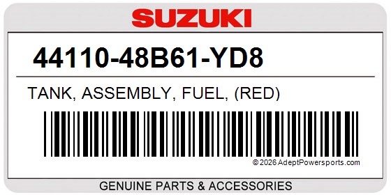 Suzuki 44110-48B61-YD8 Tank, Assembly, Fuel, (Red)