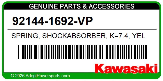 Kawasaki 92144-1692-VP Spring, Shockabsorber, K=7.4, Yel
