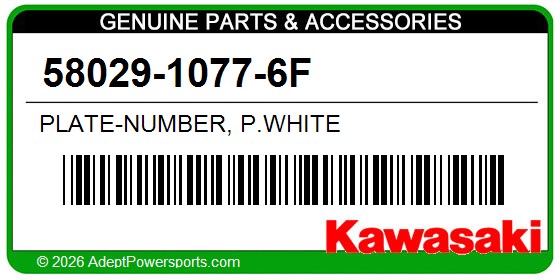 Kawasaki 58029-1077-6F Plate-Number, P.White
