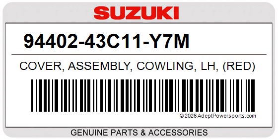 Suzuki 94402-43C11-Y7M Cover, Assembly, Cowling, Lh, (Red)