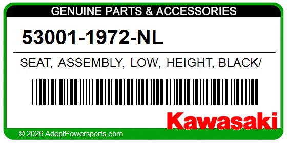 Kawasaki 53001-1972-NL Seat, Assembly, Low, Height, Black/Green