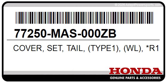 Honda 77250-MAS-000ZB Cover, Set, Tail, (Type1), (Wl), *R158*, (Pure, Red)