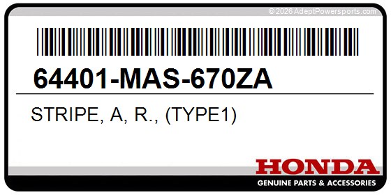 Honda 64401-MAS-670ZA Stripe, A, R., (Type1)
