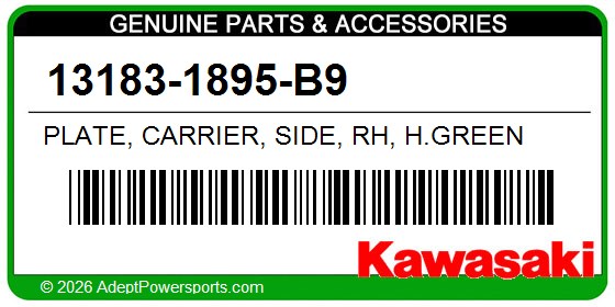 Kawasaki 13183-1895-B9 Plate, Carrier, Side, Rh, H.Green
