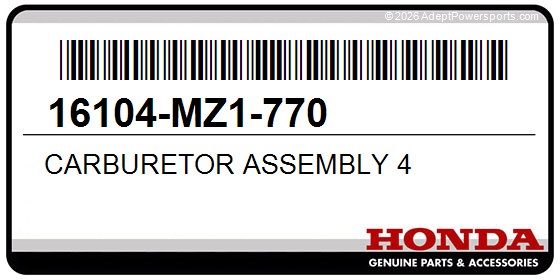 Honda 16104-MZ1-770 Carburetor Assembly 4