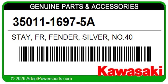Kawasaki 35011-1697-5A Stay, Fr, Fender, Silver, No.40