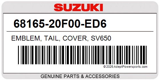 Suzuki 68165-20F00-ED6 Emblem, Tail, Cover, Sv650