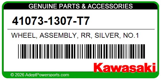 Kawasaki 41073-1307-T7 Wheel, Assembly, Rr, Silver, No.1